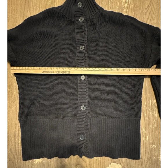 T Alexander Wang Womens Cotton Ribbed Textured Buttoned Cardigan Black Medium - Picture 4 of 7